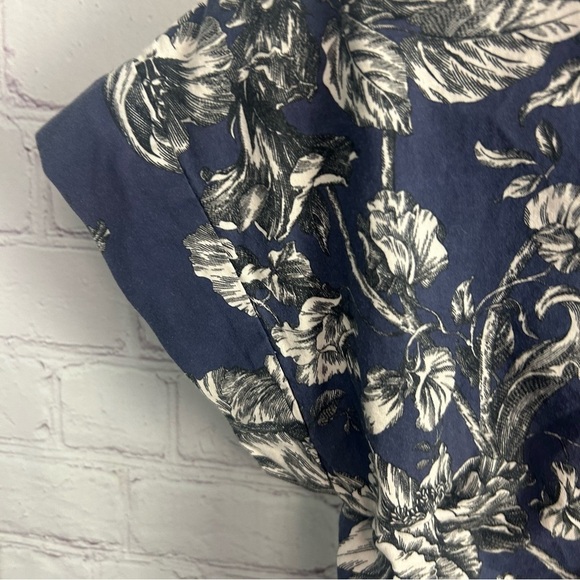 Adam Lippes front tie button down floral cropped top USA size XS mother of pearl - Picture 3 of 10